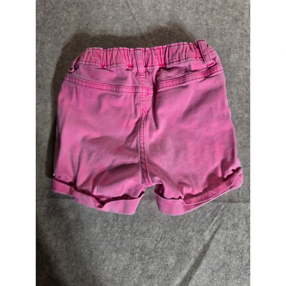 The Childrens Place Girls Pink Denim Shorts Elastic Waist Size 5T Rolled Cuffs